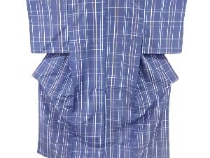 格子織り出し米沢紬着物